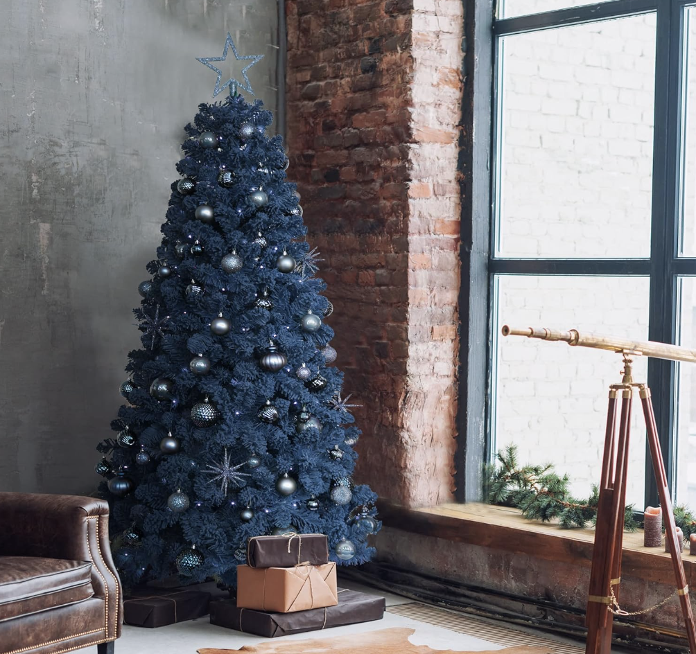 blue christmas tree, six foot tall faux blue spruce christmas tree